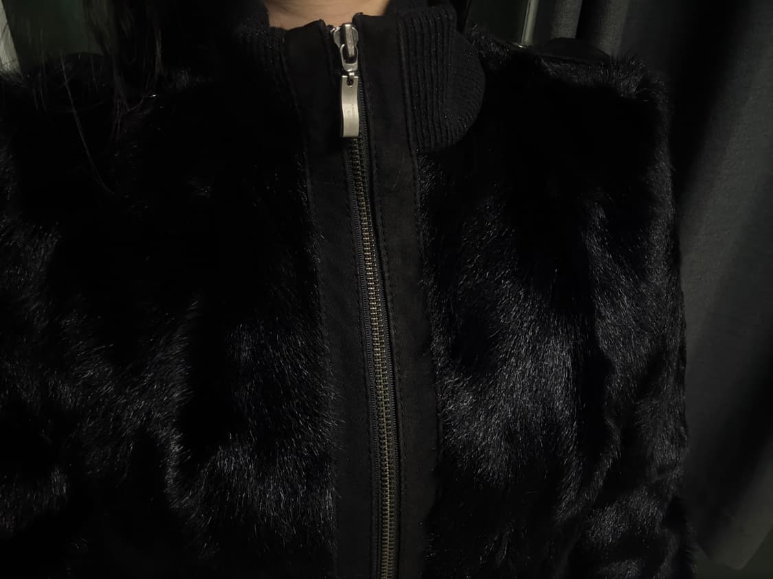 빈티지 양가죽 블랙 리얼퍼 자켓 ayadz 큐빈 오공이 파우닝 펑크 갸루 상품이미지3