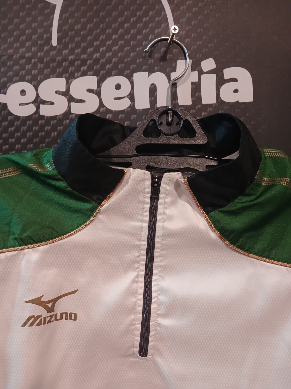 미즈노 화이트 딥그린 배색 하프집업 바람막이 상품이미지3