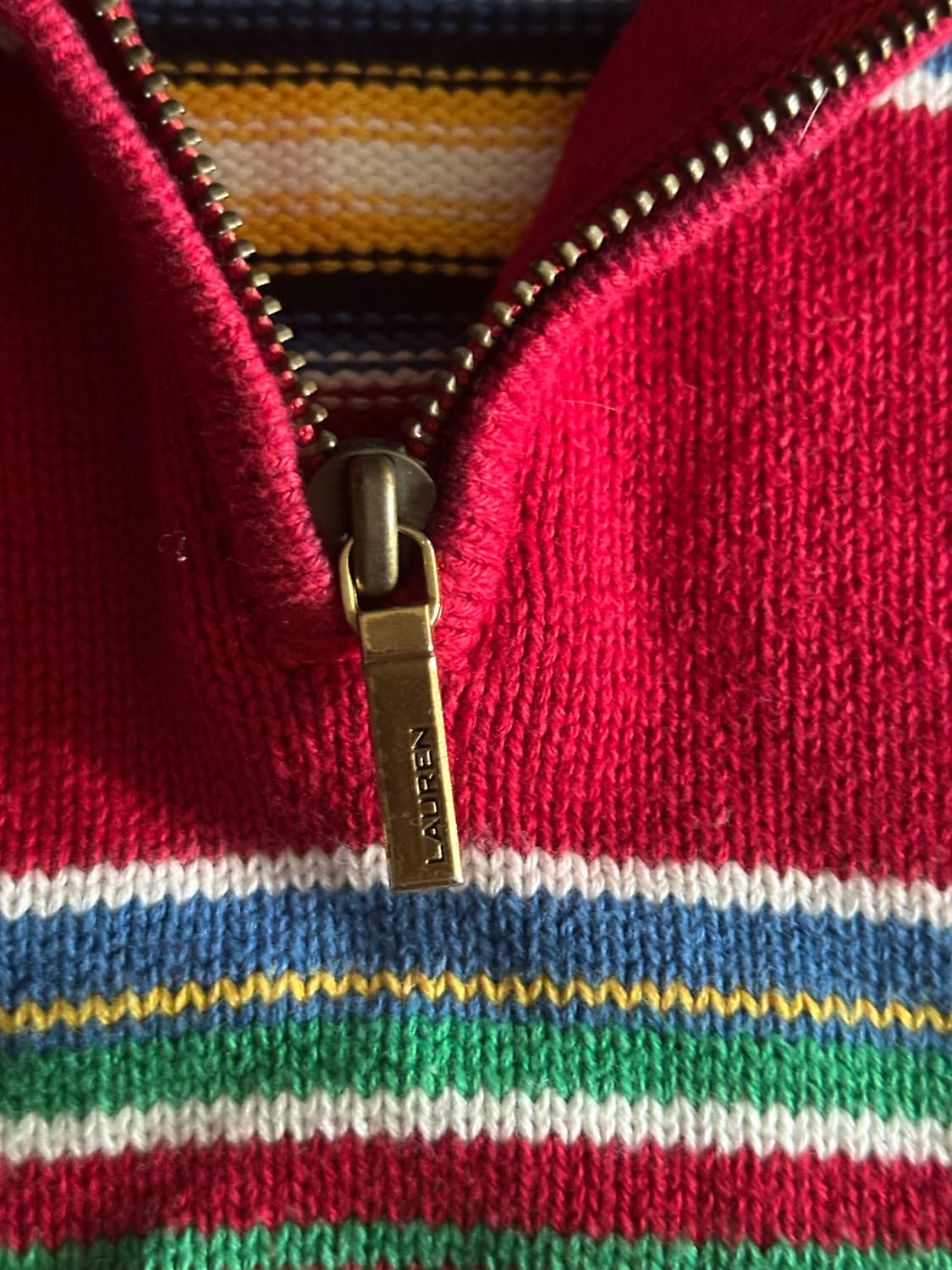 LAUREN 랄프로렌 하프집 스트라이프 니트 M 상품이미지3