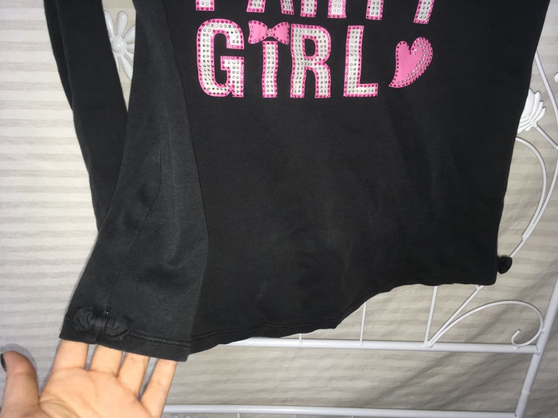 일본빈티지 펑크 블랙 리본큐빅 티셔츠 상품이미지6