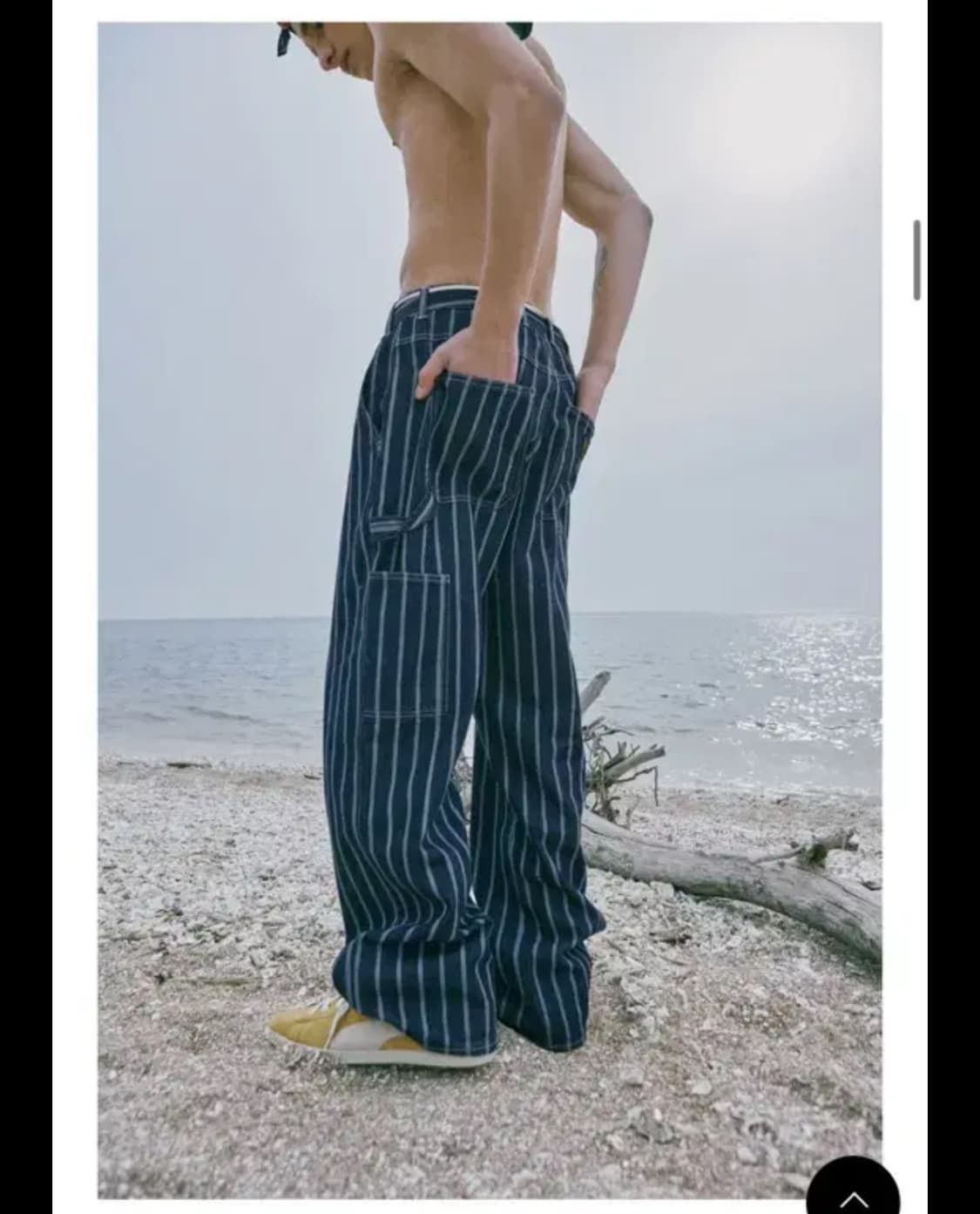 [28] 맥우드건 카펜터 와이드핏 스트라이프 다크 인디고 데님 팬츠 상품이미지1