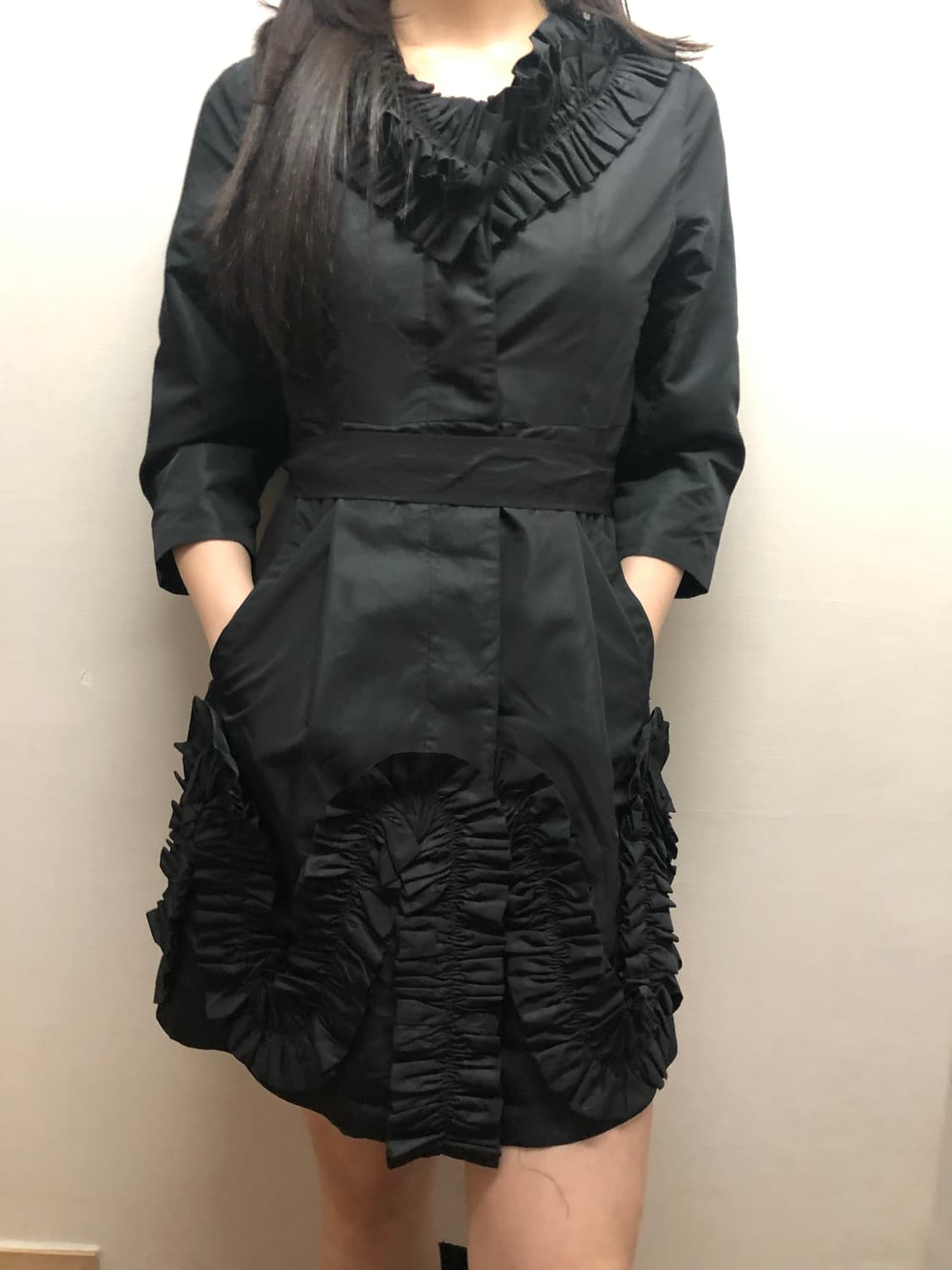 빈티지 블랙 프릴 미니 원피스 상품이미지2