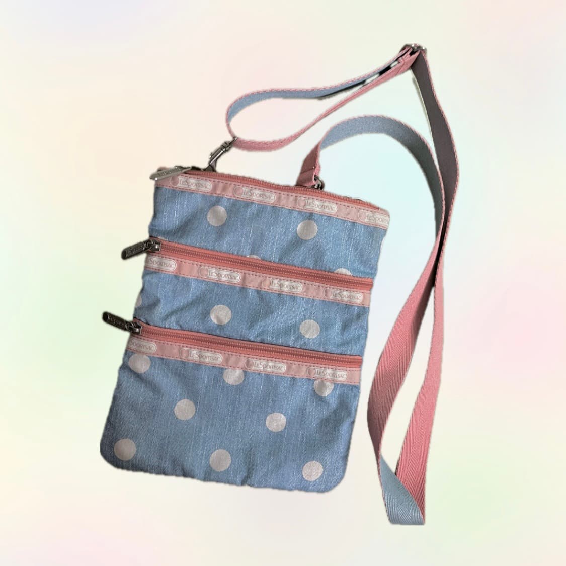 레스포삭 땡땡이 도트 파스텔 크로스백 (레어, 희귀) 하구미 상품이미지1