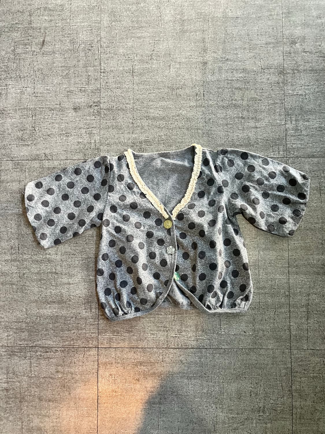일본빈티지 하구미모리걸 달천깔페어리 레이스도트땡땡이 벌룬반팔가디건 볼레로 상품이미지1
