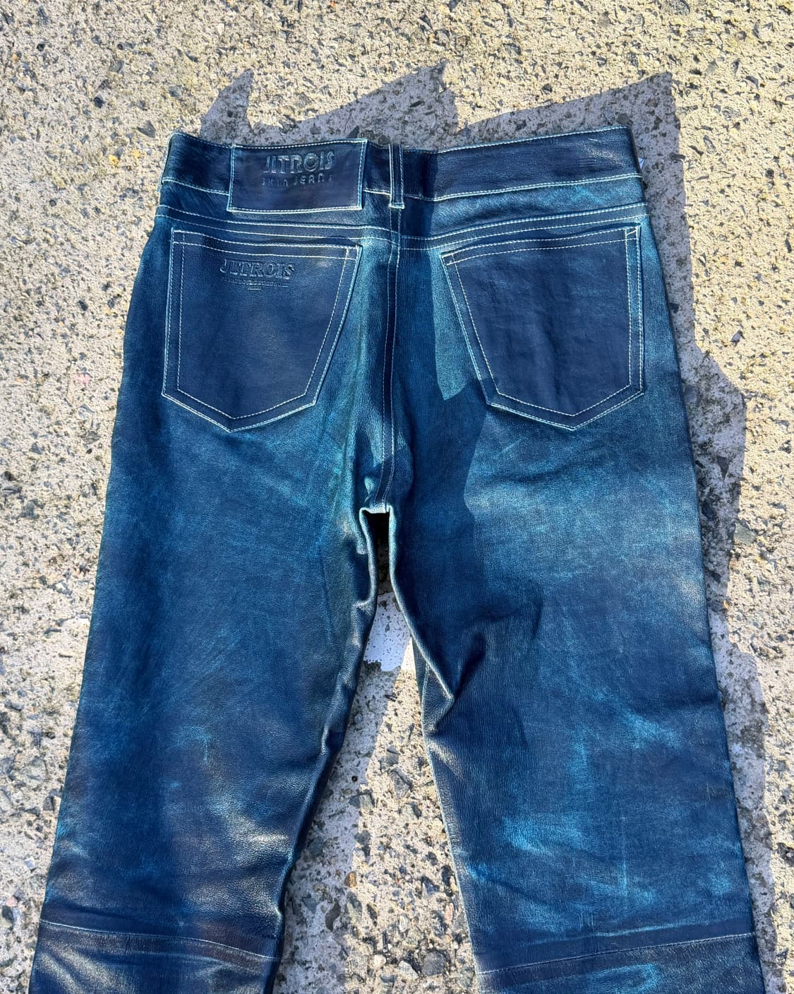 Jean-Claude Jitrois 인디고 레더 팬츠 상품이미지4