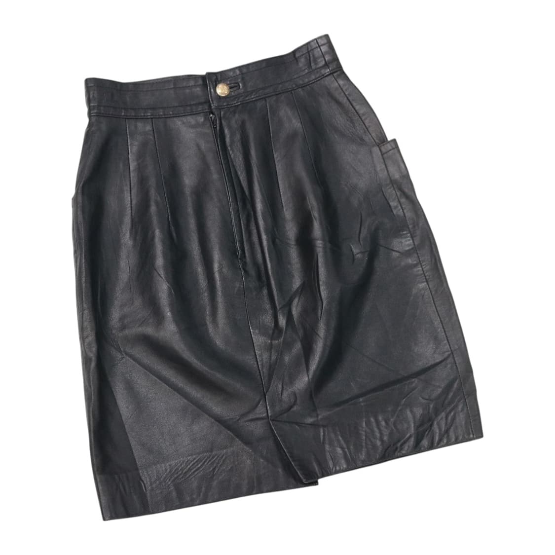 UOVA STELLA 빈티지 블랙 램스킨 레더 미디 스커트 (M) 상품이미지1