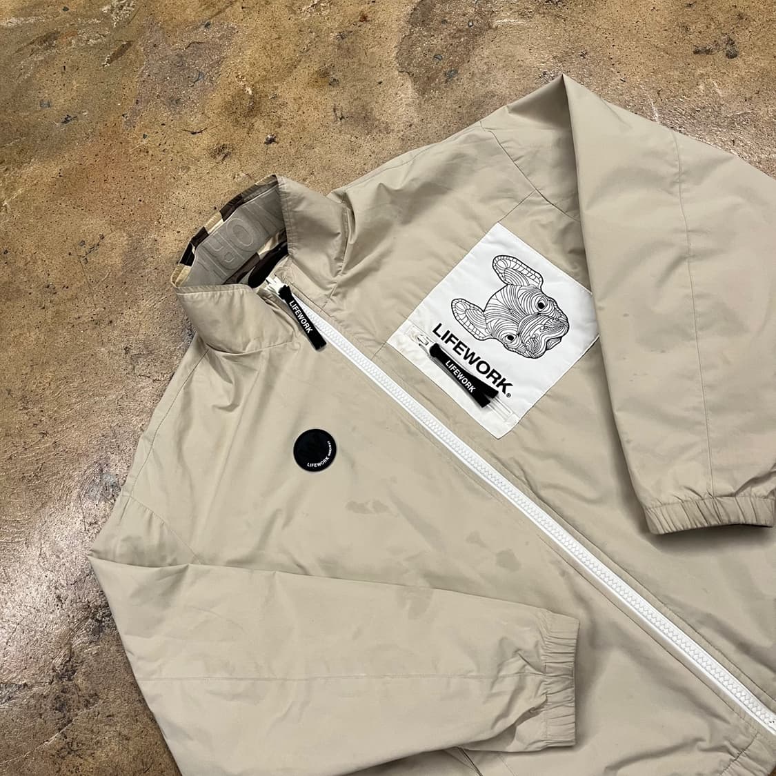 [정품/M] 라이프워크 강아지  바람막이 베이지 카모 양면 b19 상품이미지1