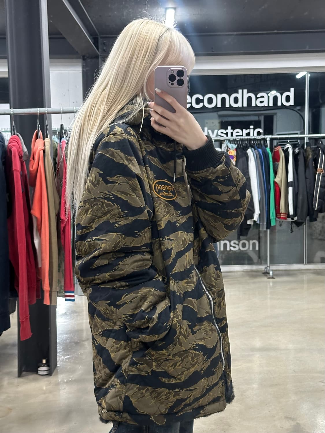 벤슨 리버시블 카모 퍼 자켓 상품이미지1