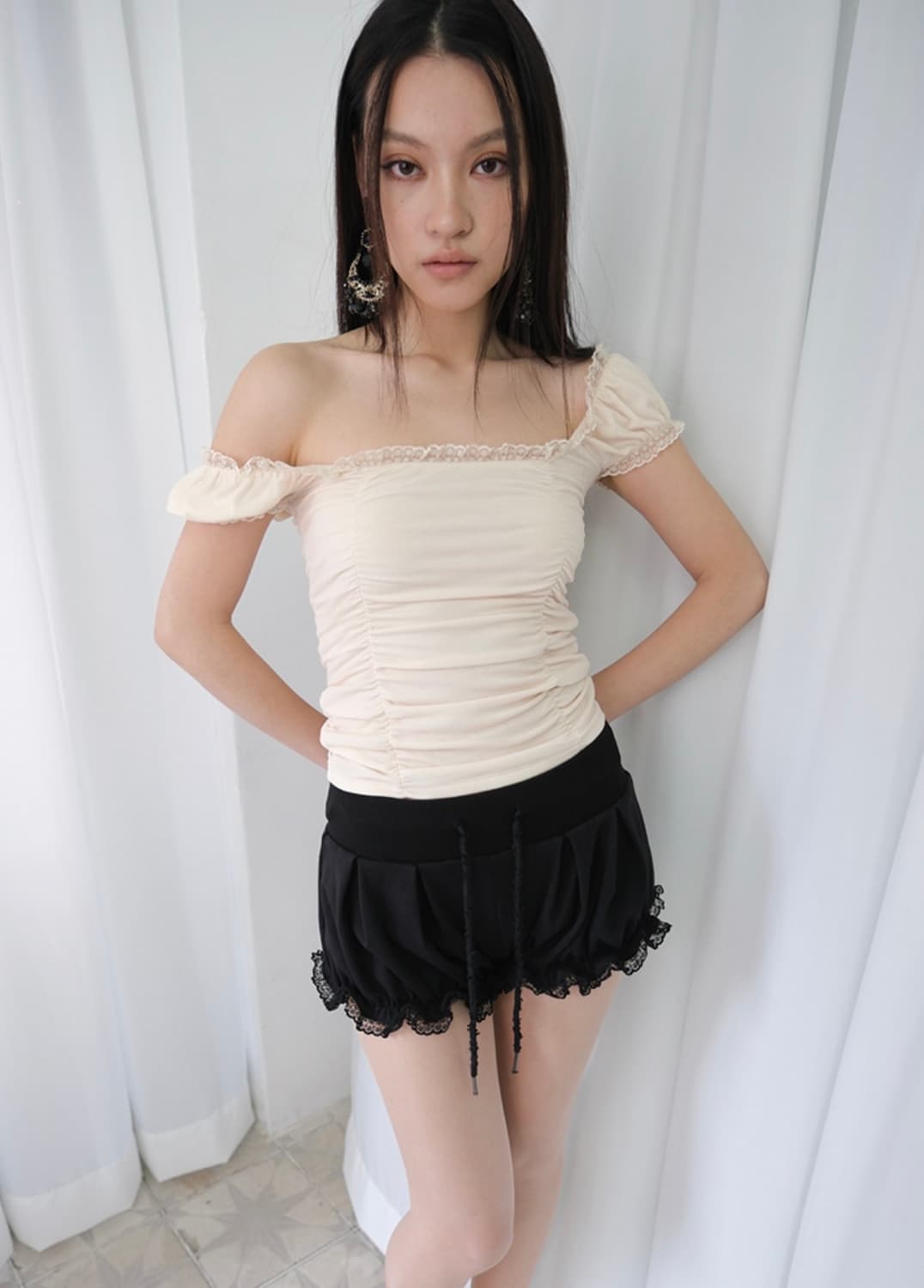 루스슬립오버 쉬어 오프숄더 셔링탑 s 상품이미지3