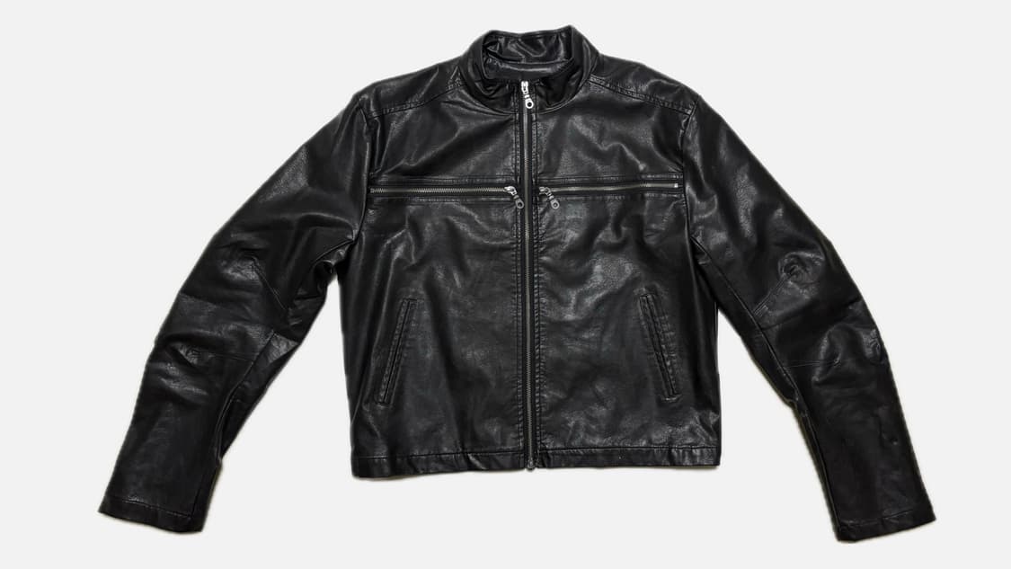 십자가 4웨이 지퍼 레더 자켓, 슬림핏 가죽 자켓 상품이미지1