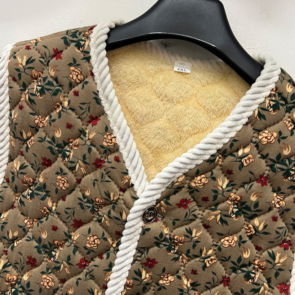 꽃무늬 기모 촌캉스 김장 조끼 브라운 FREE 상품이미지3