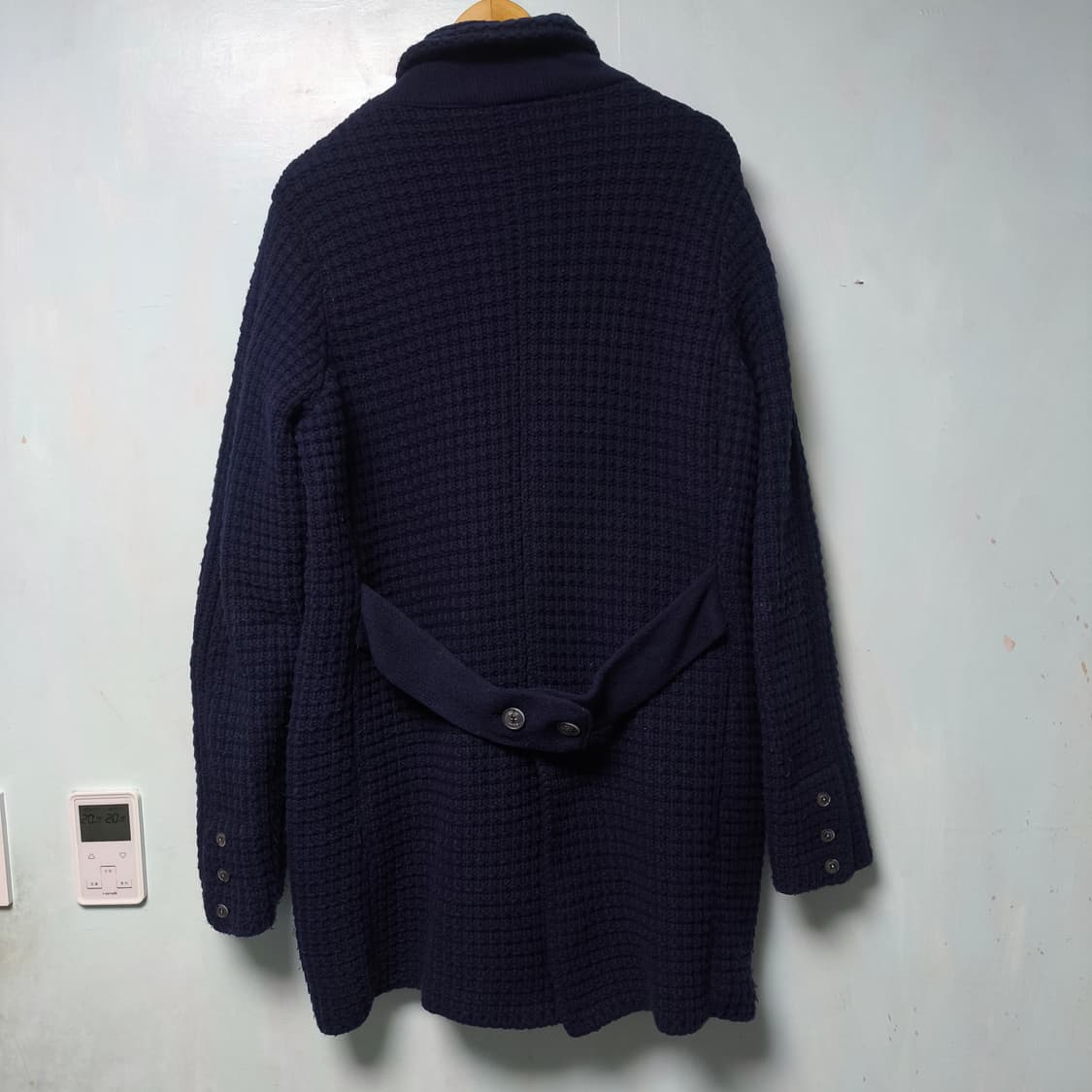 [Made in Italy] BARK 네이비 울 니트 코트 상품이미지4