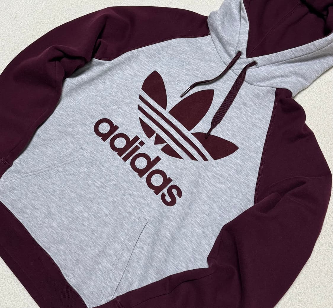 아디다스 버건디 그레이 후드티 상품이미지3