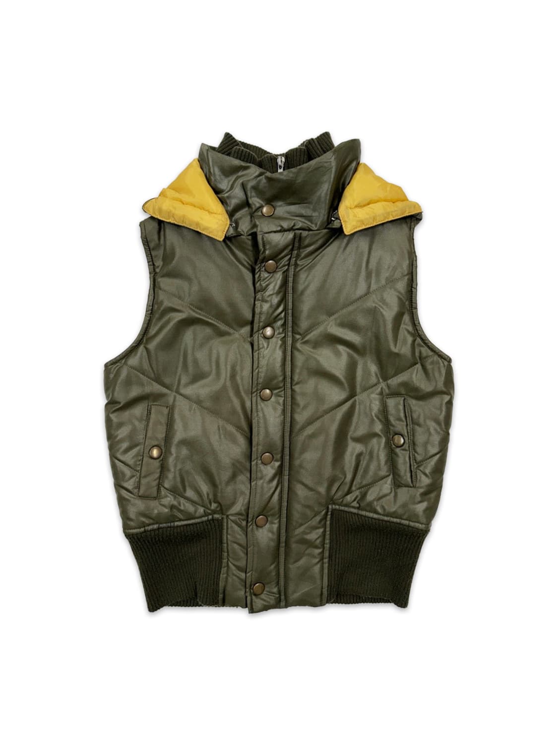 빈티지 Blancafe 카키 후드 패딩 베스트 상품이미지1