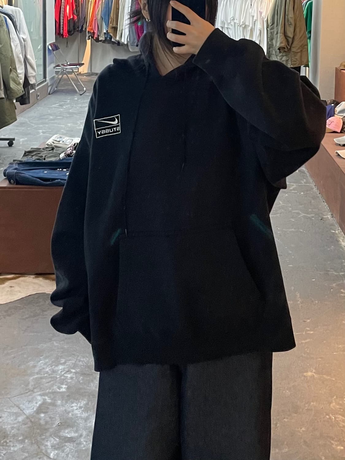 나이키x스투시 NRG RA 워시드 풀오버 블랙 후드티 H2162 상품이미지1