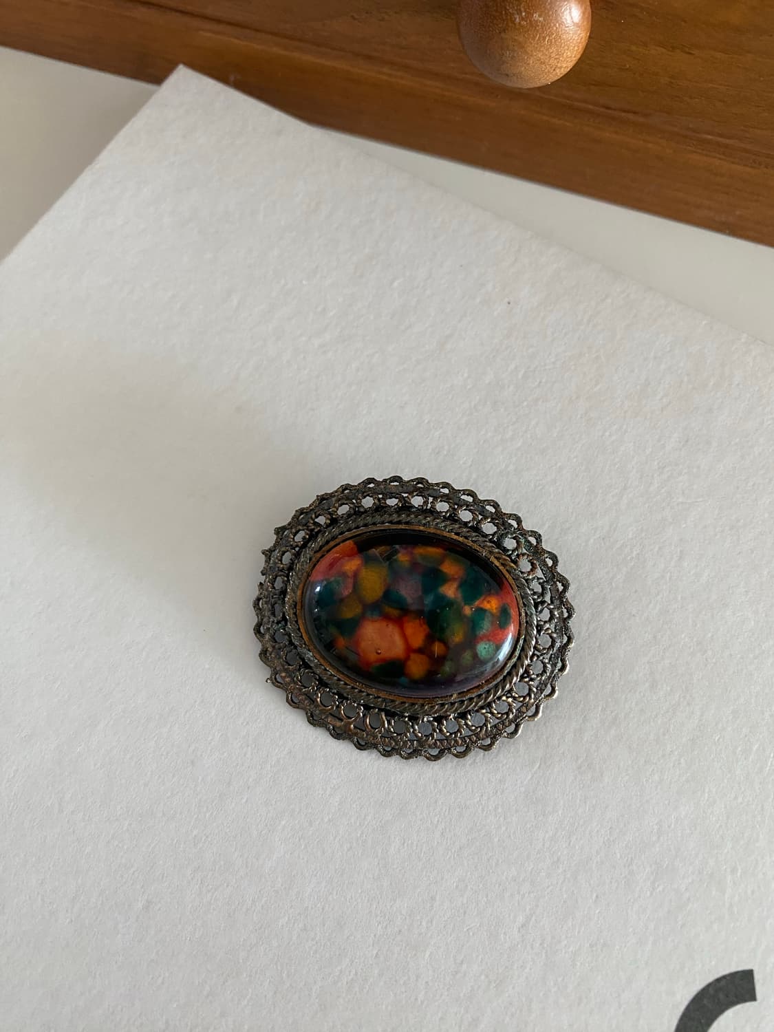 브론즈 오벌 수입 빈티지 브로치 상품이미지1