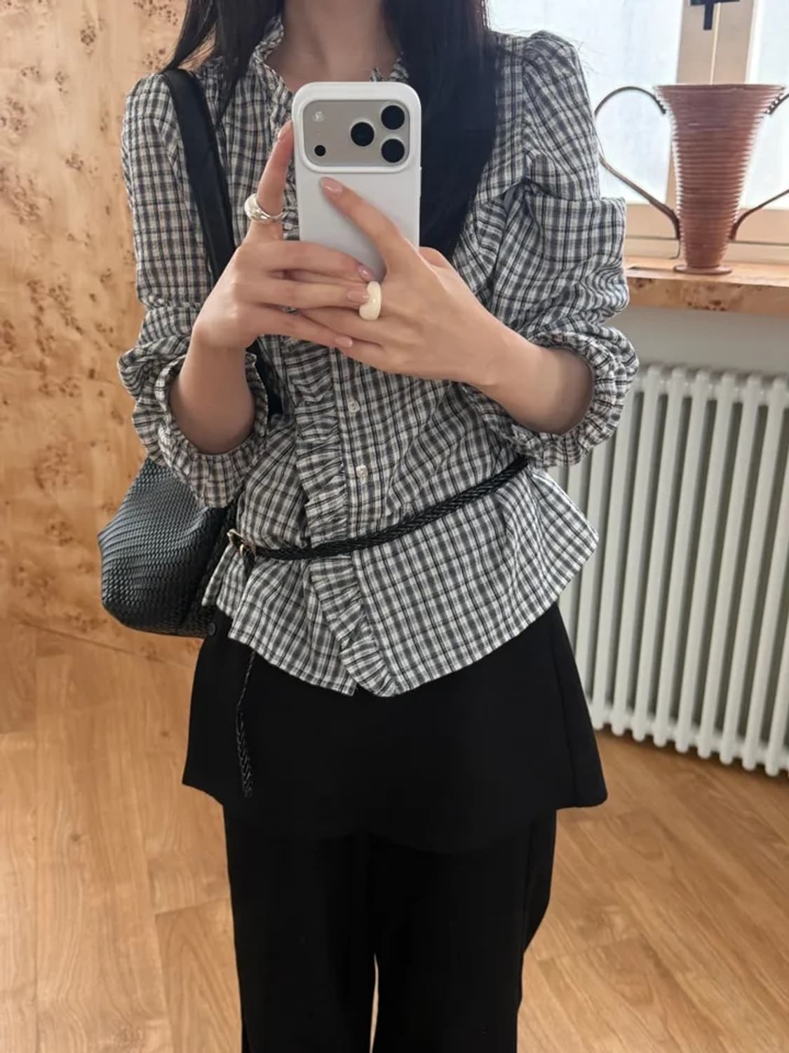 체크 프릴 블라우스(새상품) 상품이미지3