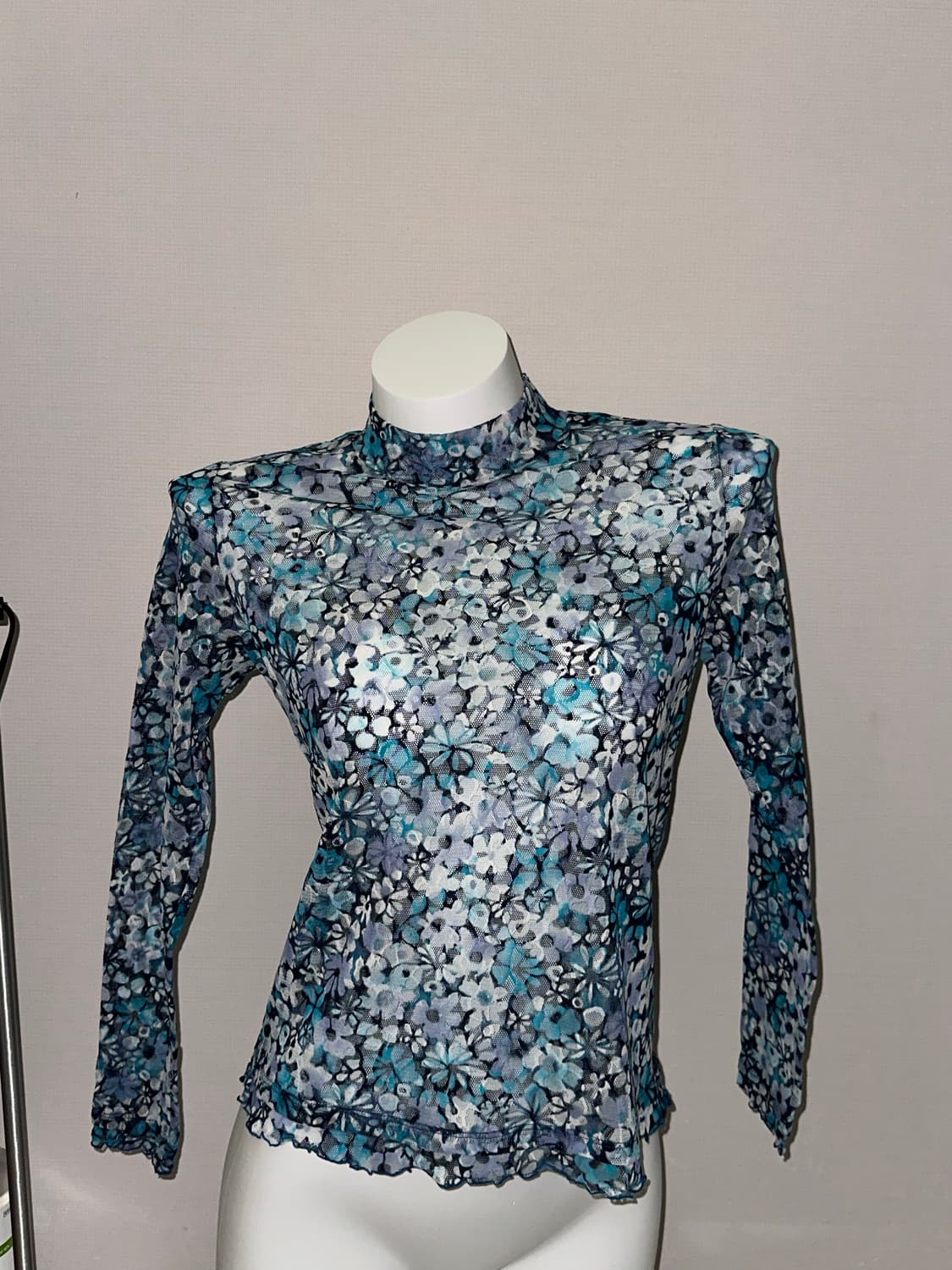 빈티지 메쉬 반폴라 패턴 탑 상품이미지4