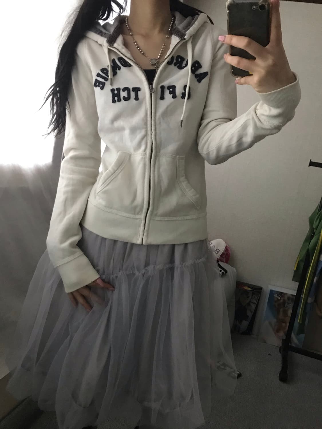 아베크롬비 화이트 딱붙핏 후드집업 상품이미지5