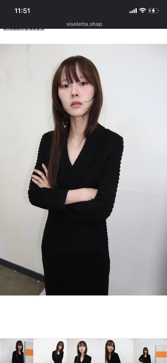 black ribbed wrap knit dress 상품이미지3