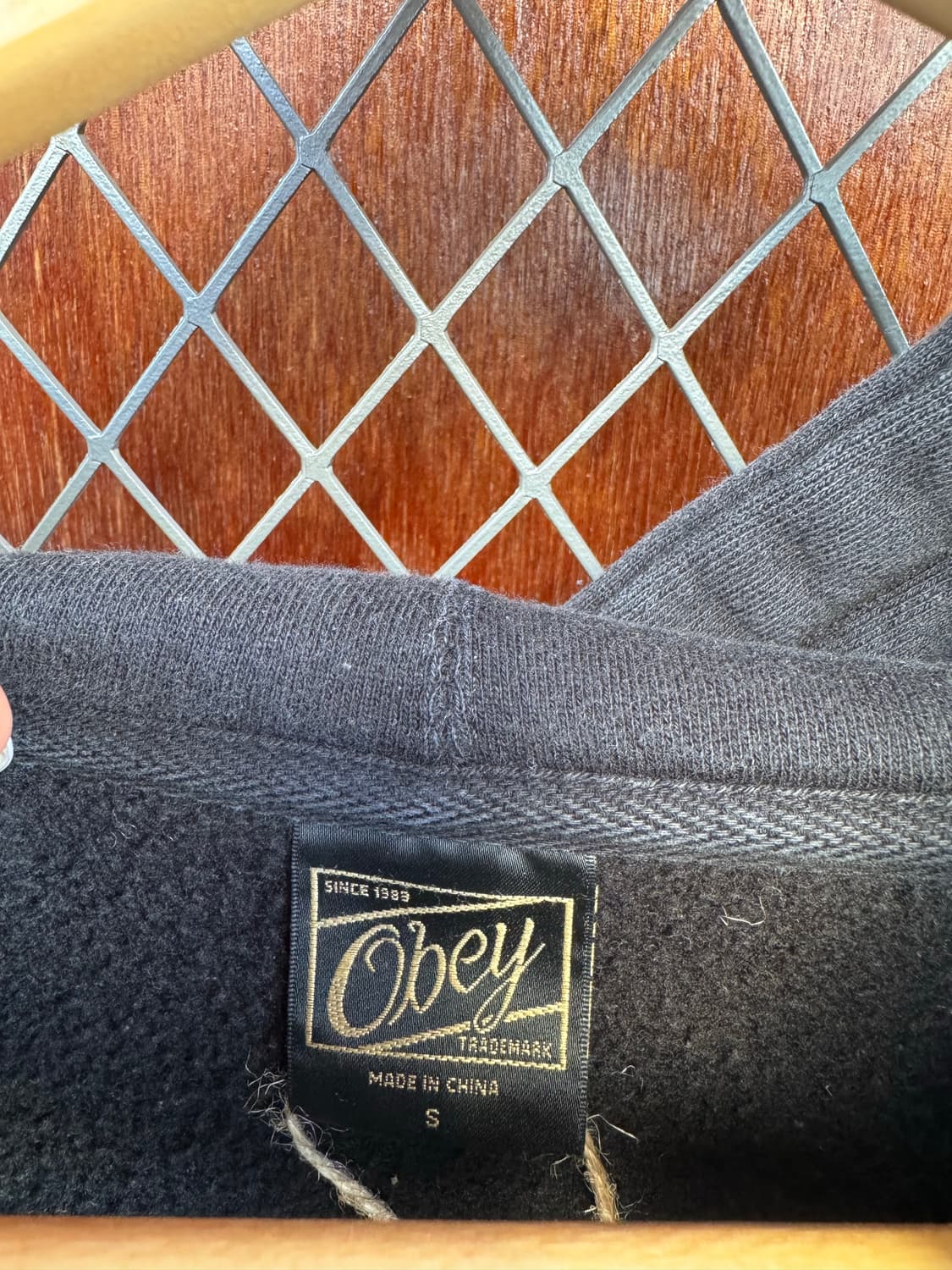 오베이 obey 로고자수 기모 후드집업 S 상품이미지4