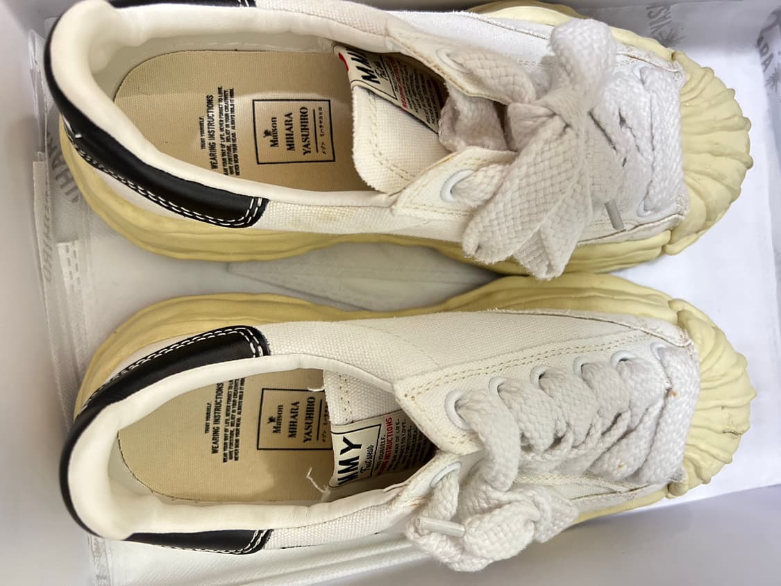 메종 미하라 야스히로 블레이키 VL OG 솔 캔버스 로우탑 스니커즈 화이 상품이미지3