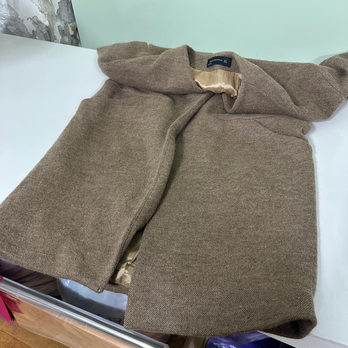 우먼M 자라우먼 베이지 라나울 논카라 7부코트 상품이미지6