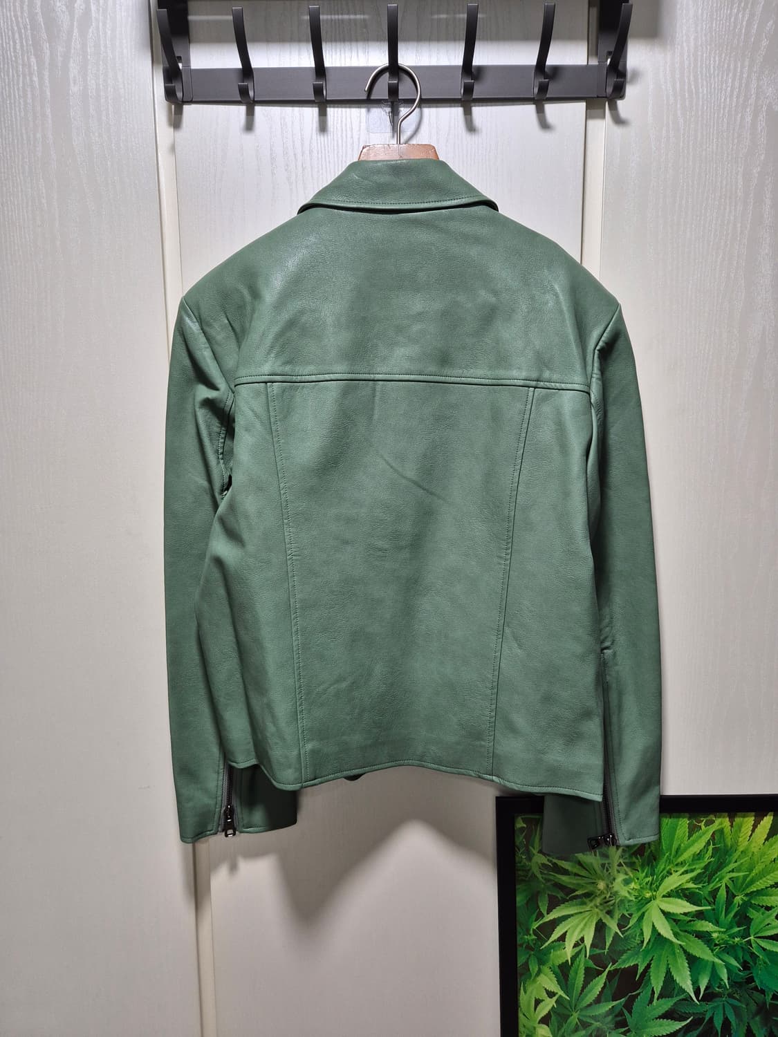 (타임세일)(새상품)민트그린 레더 자켓 상품이미지10