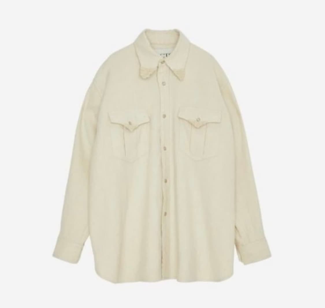 렉토/ 리넨 울 부클 웨스턴 셔츠/ M 상품이미지4