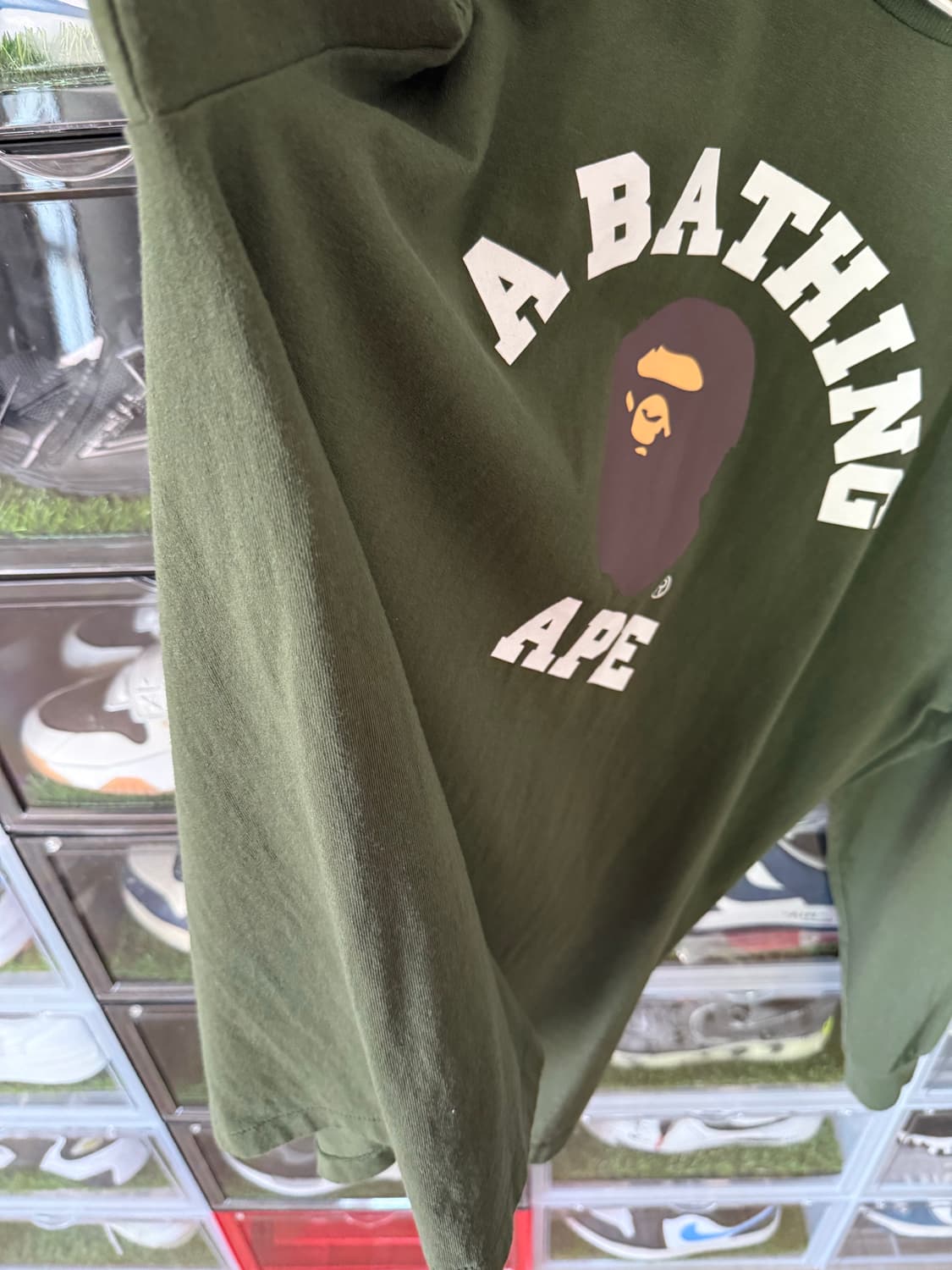 베이프 컬리지 롱슬리브 티셔츠 올리브 드랩 상품이미지8