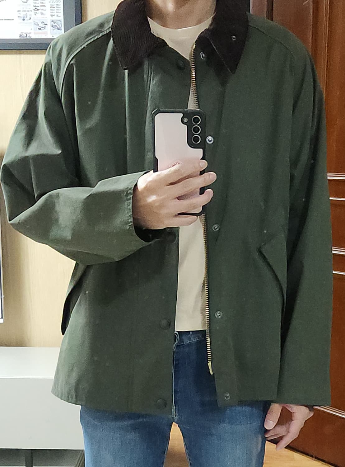 (착샷) 바버 트랜스포트 논왁스 세이지 barbour 상품이미지8