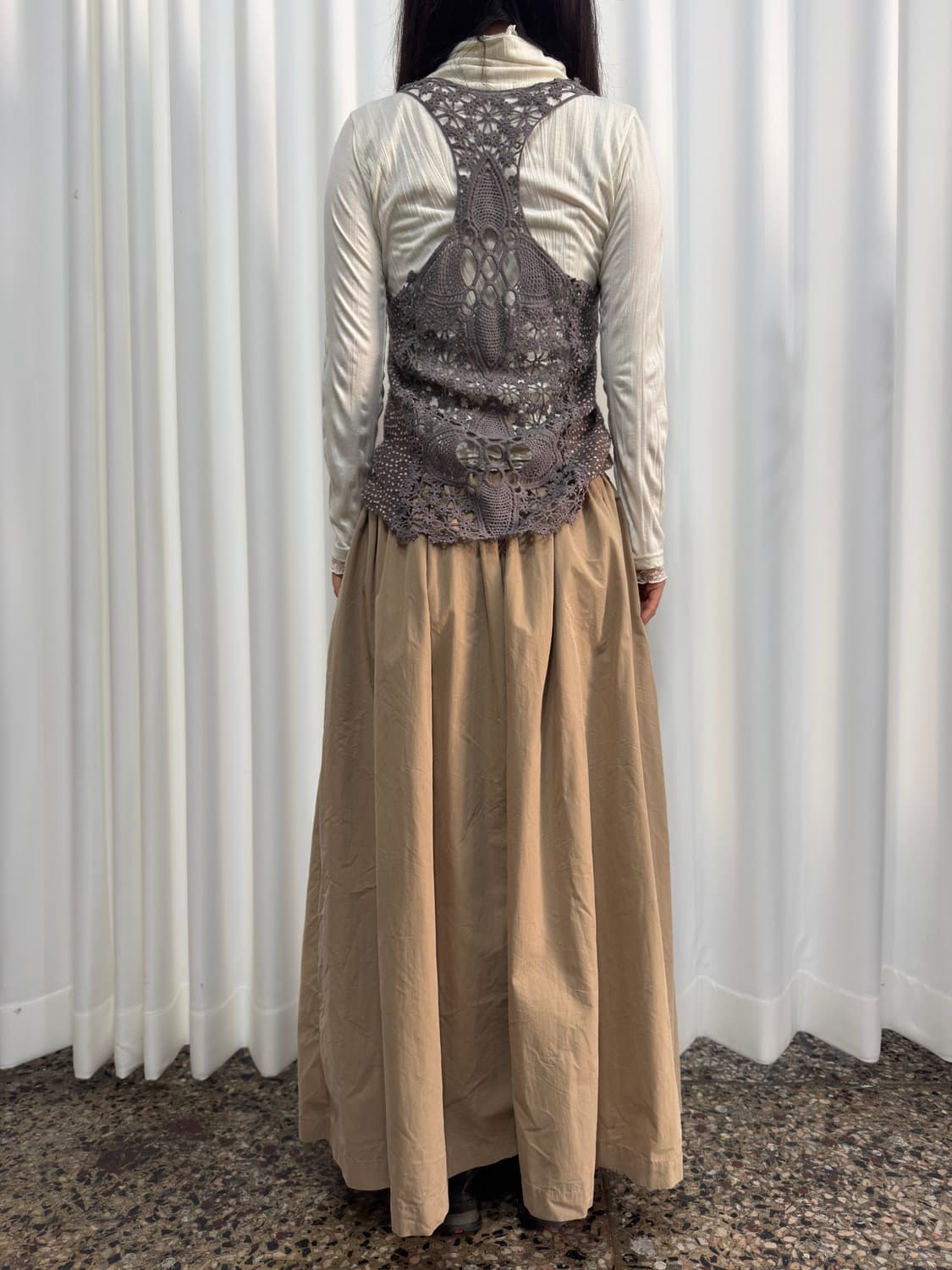 beige pleats long skirt 상품이미지6