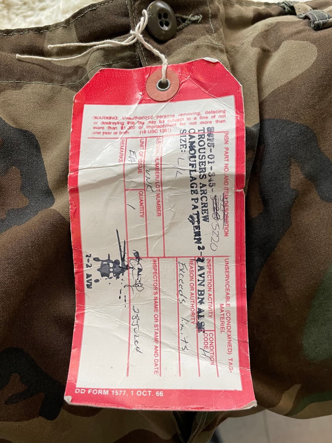 us army 오리지널 에어크루 카모 카고 팬츠 상품이미지4