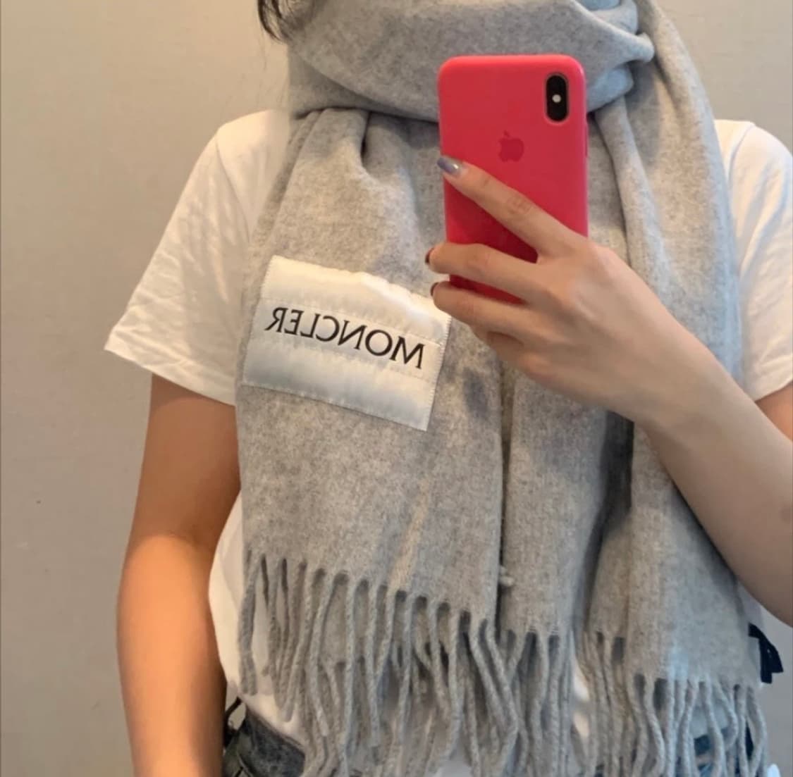 몽클레르 그레이 울 머플러 상품이미지3