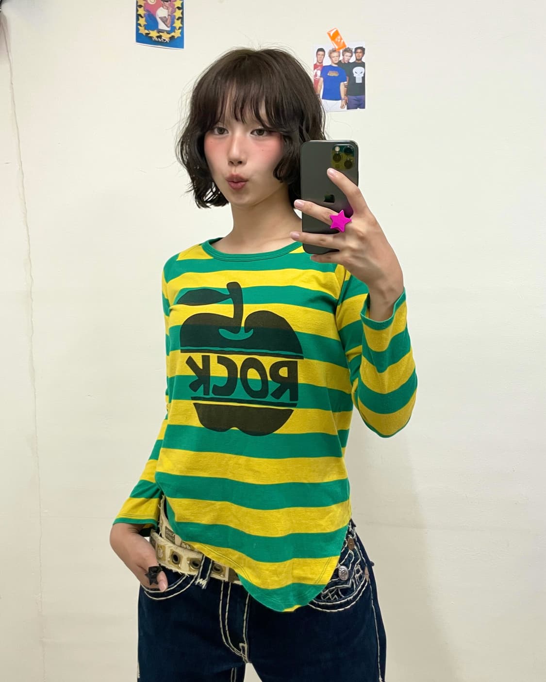 Rock Apple Asymmetric Green Long Sleeve 상품이미지1