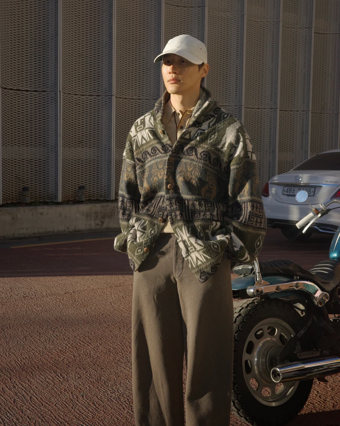 빈티지 아즈텍 패턴 헤어리 울 알파카 후드 니트 상품이미지8