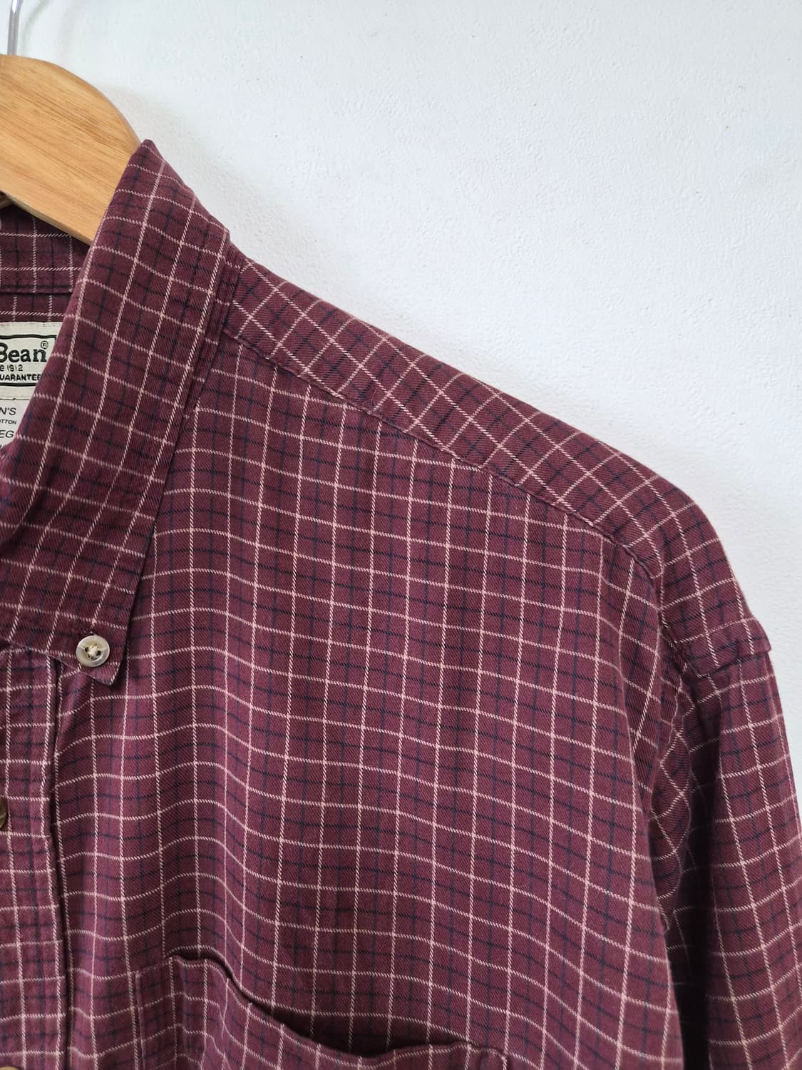 엘엘빈LLBean 와인 원포켓 체크 셔츠 L - S438 상품이미지3