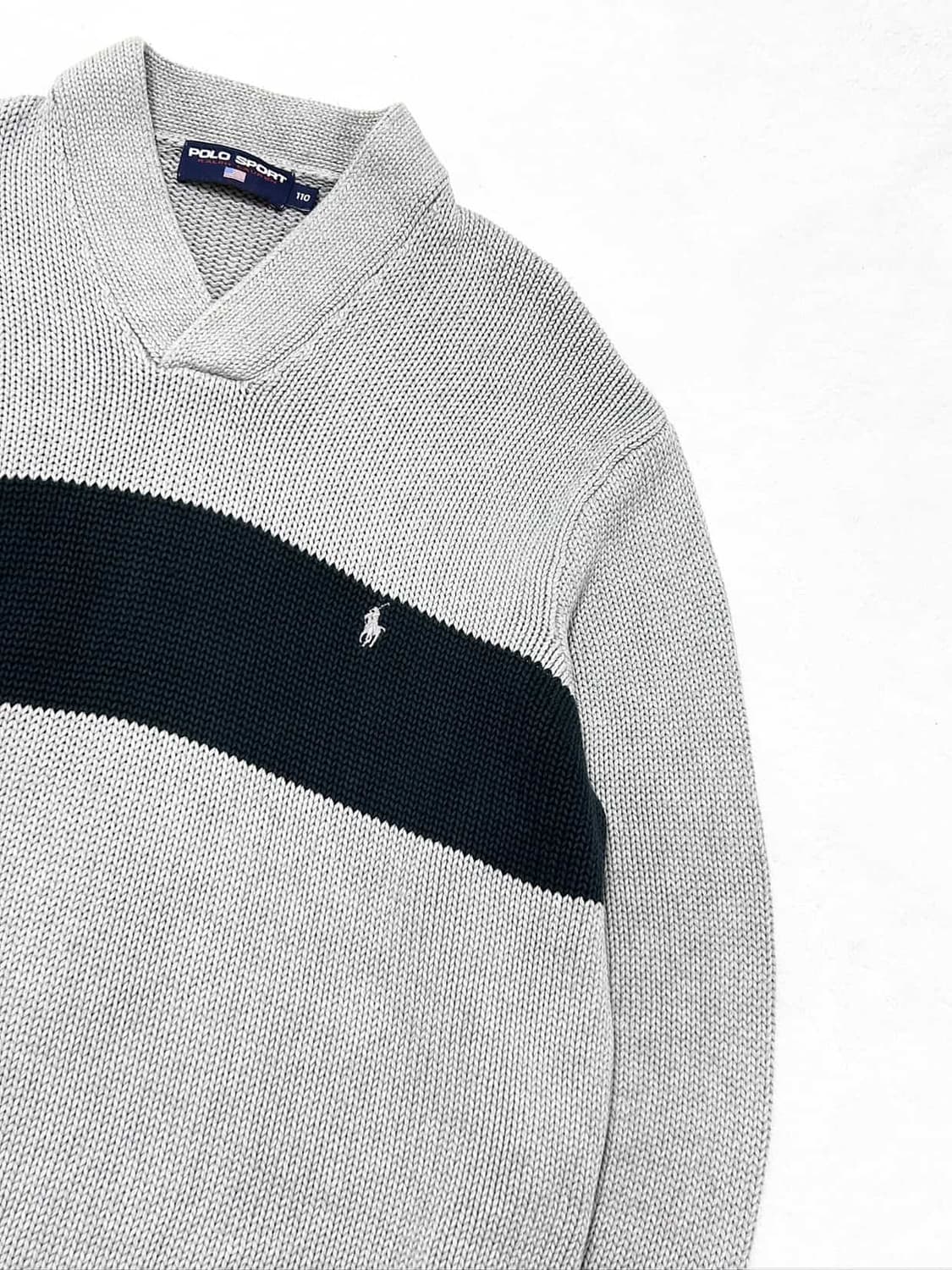 폴로스포츠 그린배색 그레이 숄카라 니트 상품이미지6