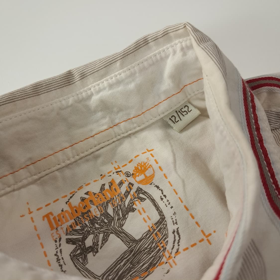 CK382 XL 팀버랜드 00s 레드 스트라이프 롤업 셔츠 남방 상품이미지3