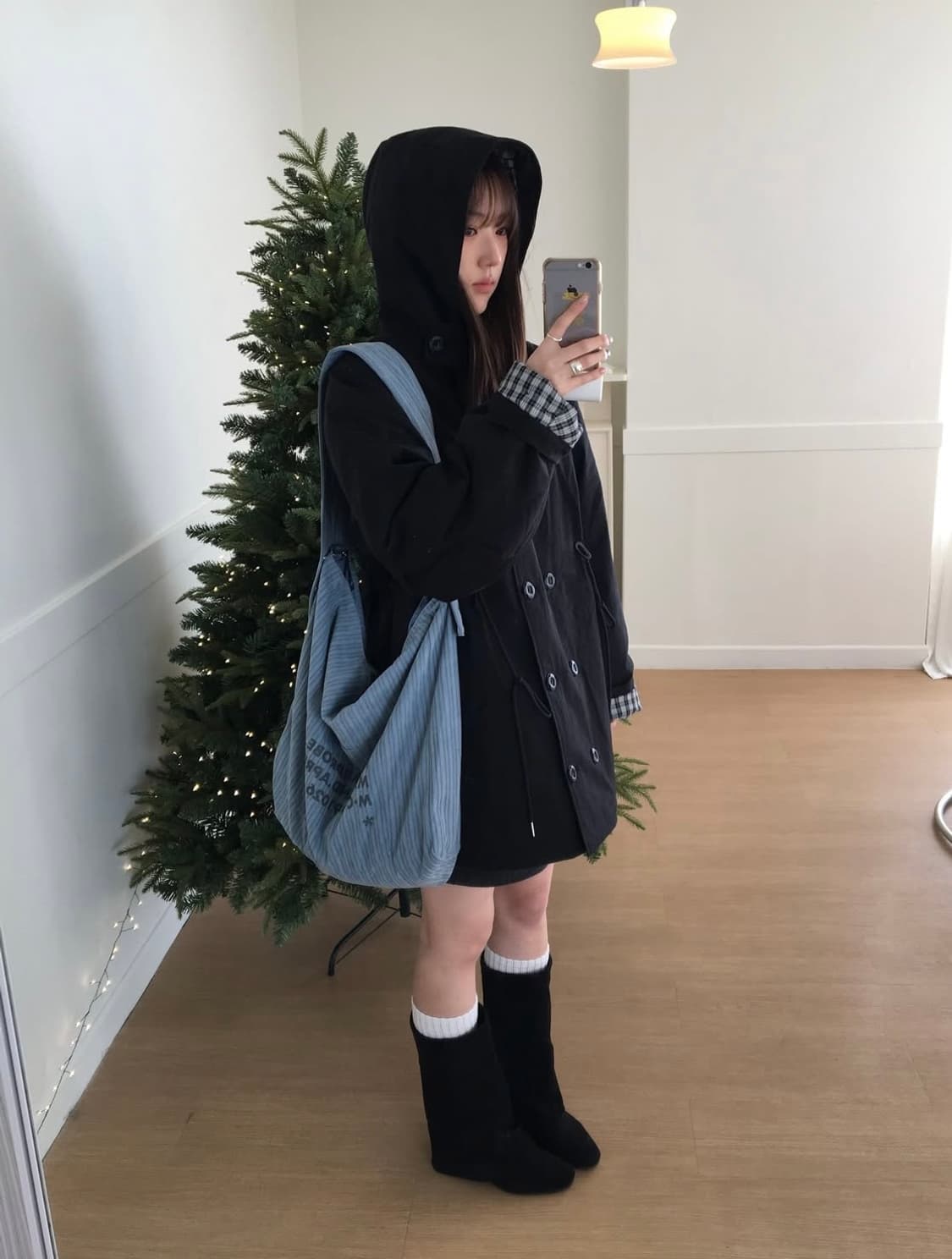 오피쉬 X 개횬 클로버튼 야상패딩 블랙 상품이미지1