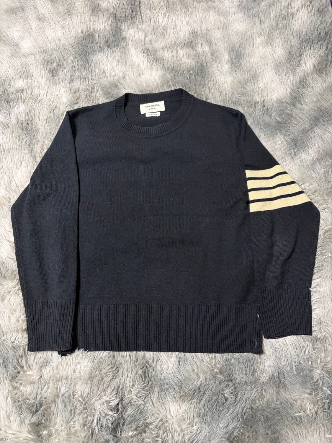 (3/급처) 톰브라운 사선 완장 니트 네이비 3사이즈 상품이미지1