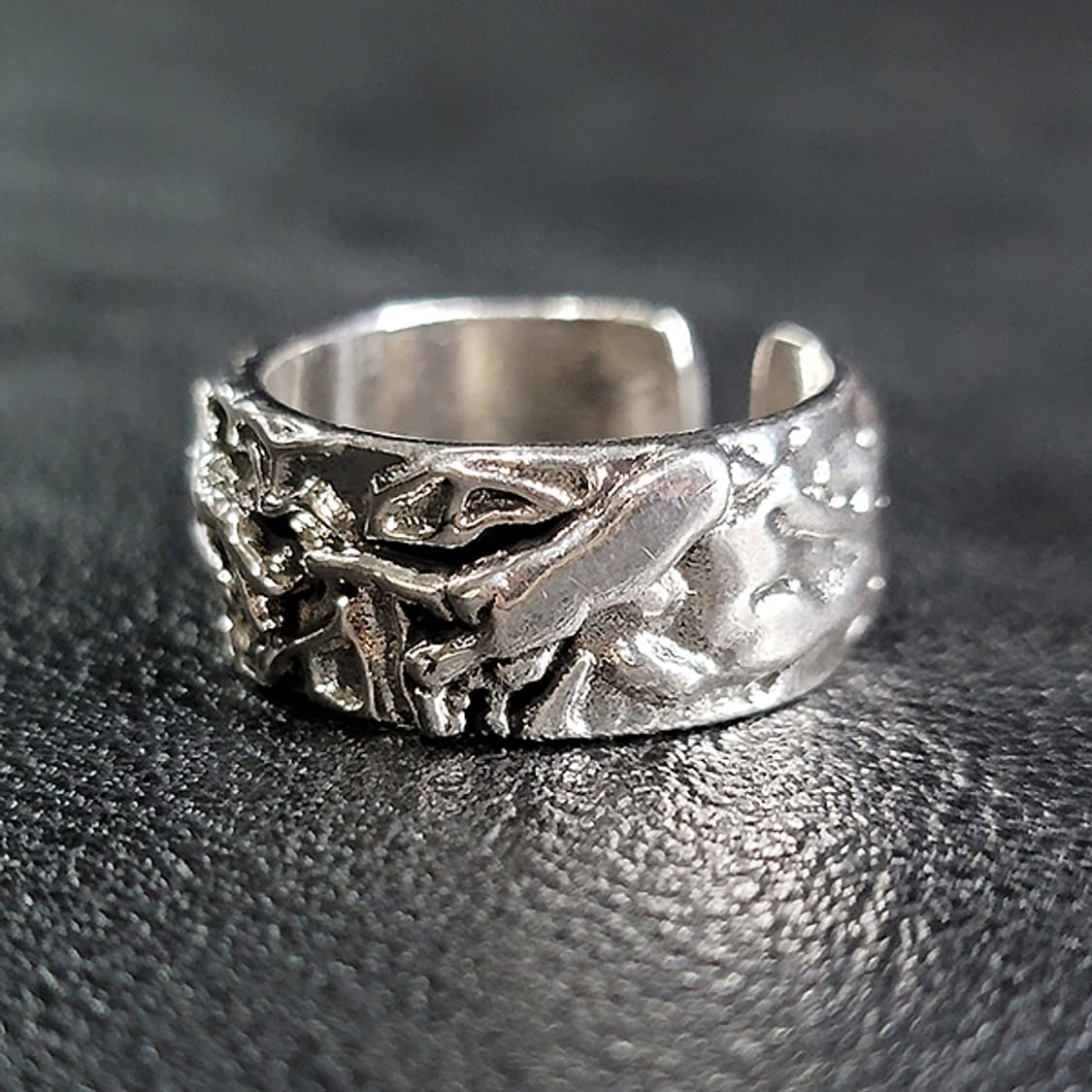 Preach 백동 남자 엔틱 빈티지 명품 조형 텍스쳐 손가락 반지 상품이미지3