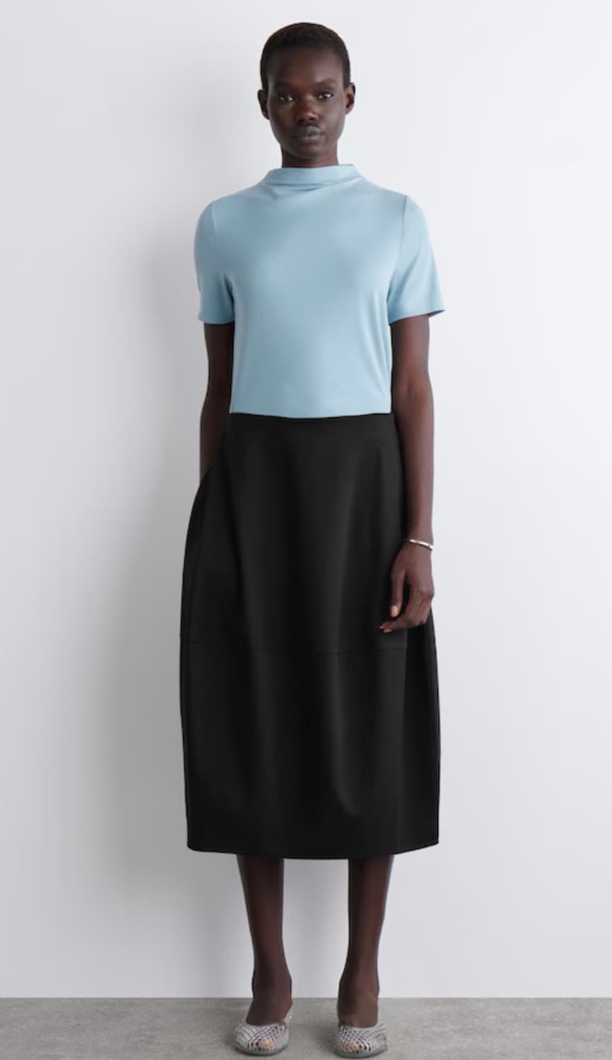 Cos 코스 라운드 코튼 미디 스커트 치마 블랙 상품이미지1