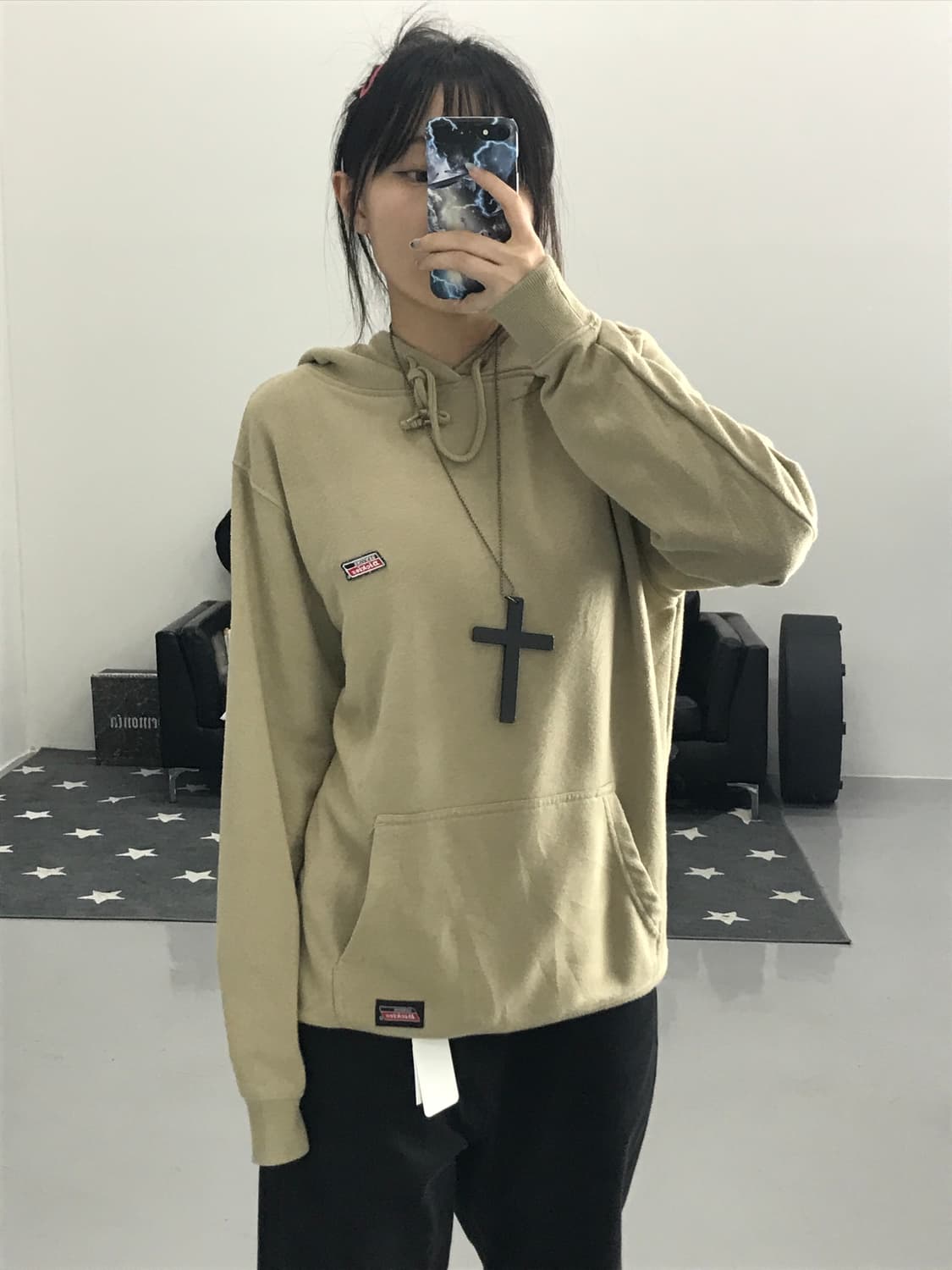  디키즈 베이지 로고 후드티 상품이미지1