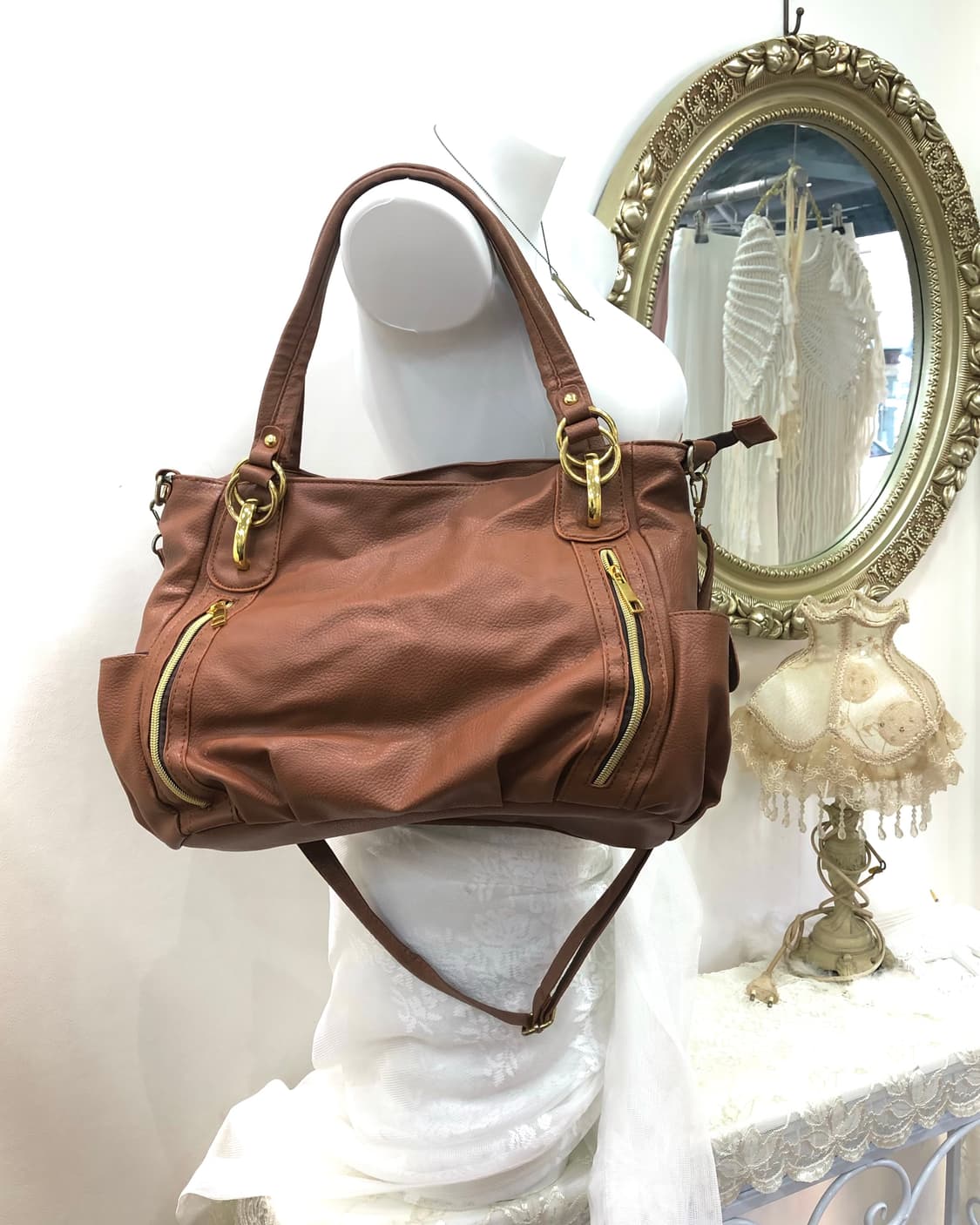 brick brown two way big shoulder bag 상품이미지2