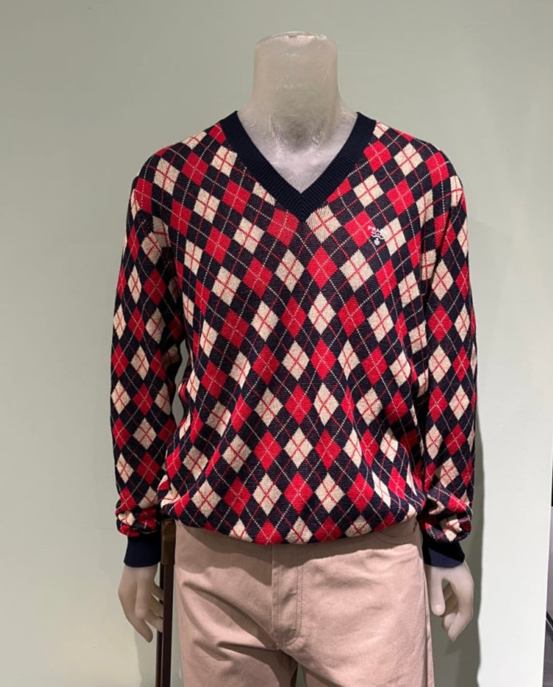 프라다 남성 아가일 체크 코튼 브이넥 니트 상품이미지1
