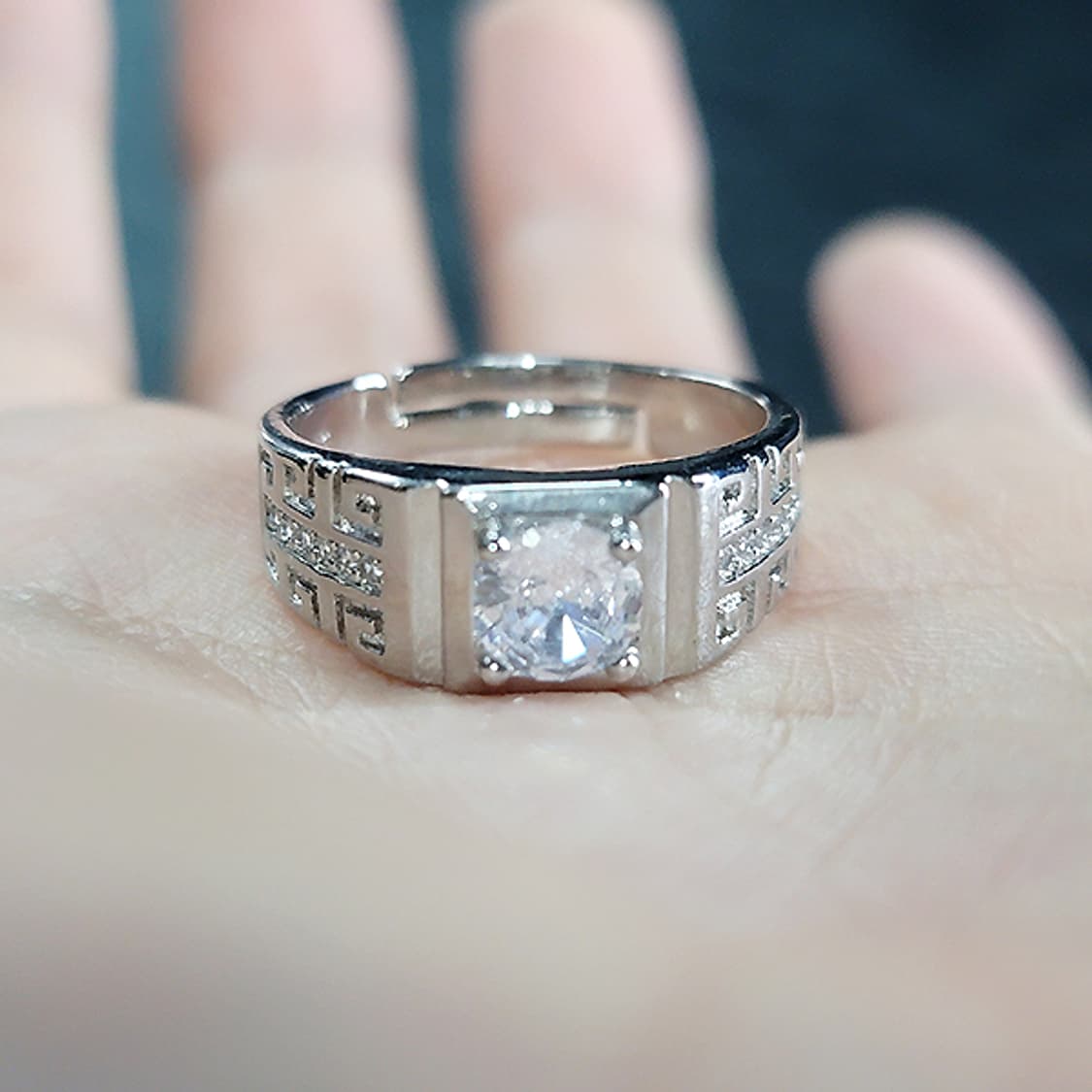 Tenor 실버 모이사나이트 남자 빈티지 선물 소품 반지 상품이미지6