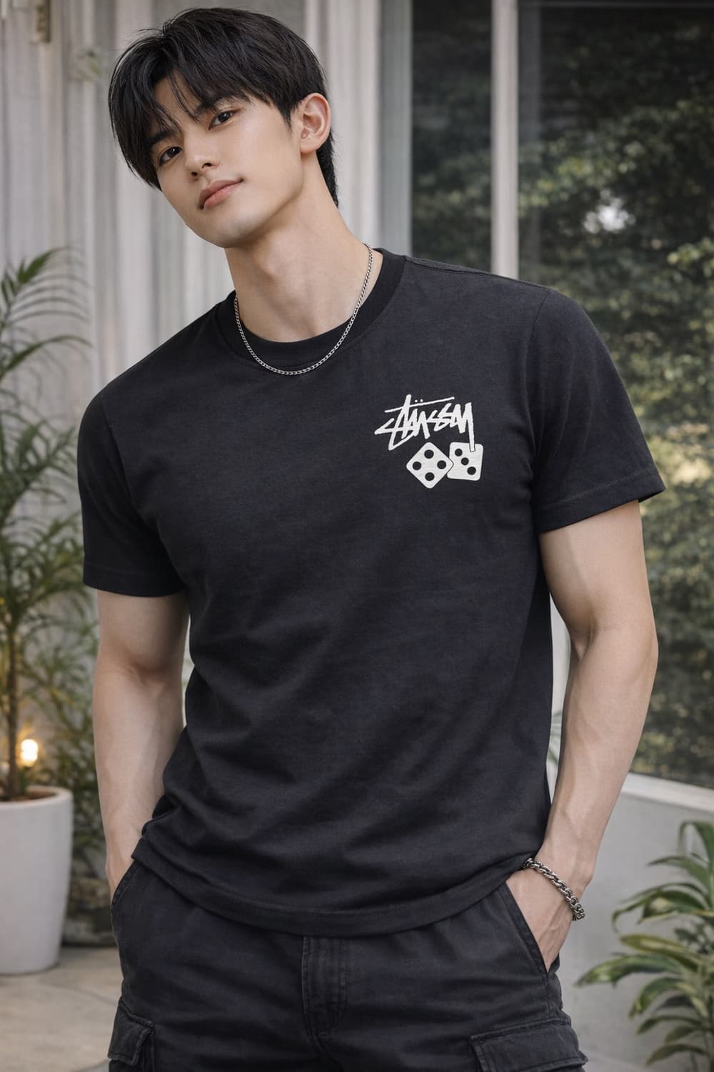 🧥  Stüssy 스투시 다이스 로고 반팔 티셔츠 (Black) 상품이미지2