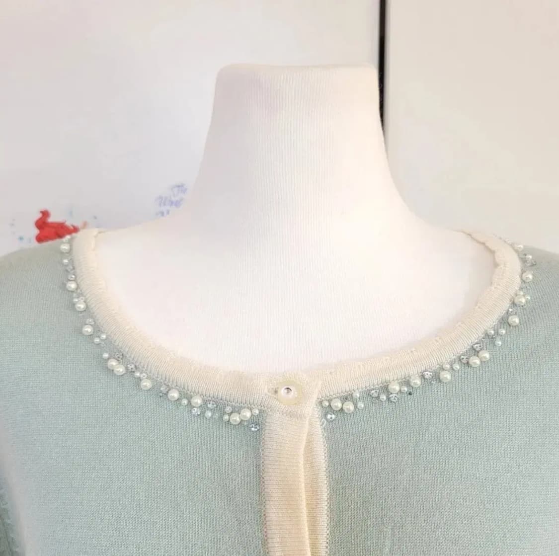 일본빈티지 민트색 간절기 얇은 가디건 상품이미지3