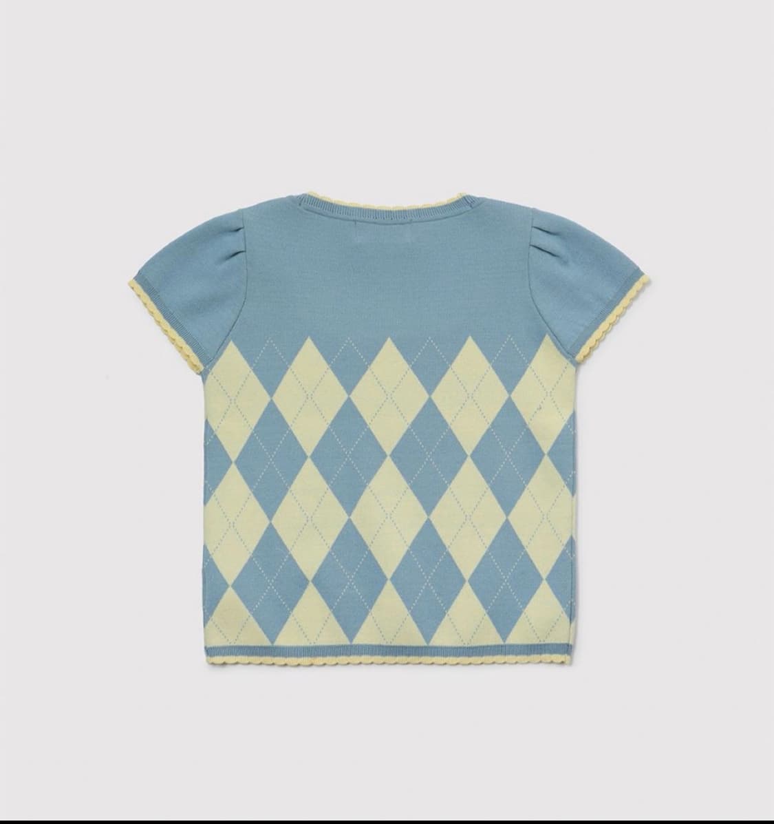 (새상품) 리볼드 아가일 반팔 니트 소라 Argyle Petit NT 상품이미지2